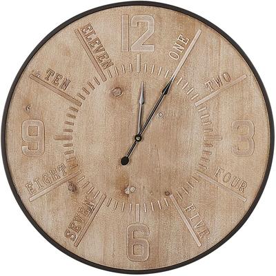 Beliani - Wanduhr Heller Holzfarbton ø 60 cm Rund im Vintage Look Holzuhr Image
