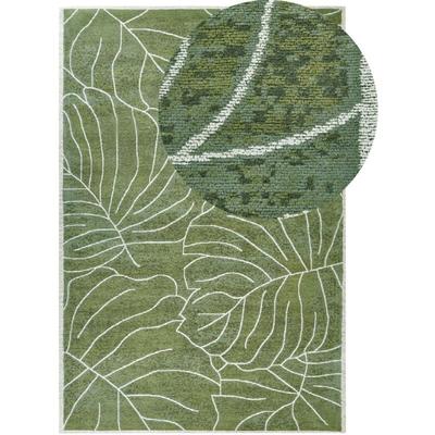 Grüner Teppich 200 x 300 cm Boho Modern mit Monstera Blattmuster Druckmotiv Image
