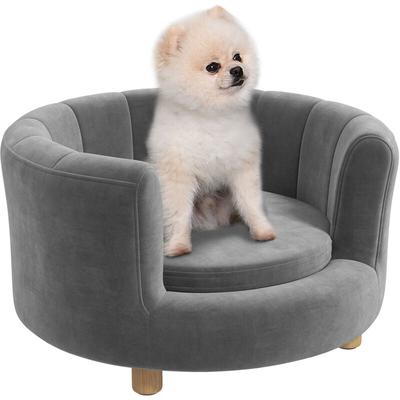 Hundesofa Hundecouch, Waschbarer Bezug, Haustiersofa mit Rückenlehne und Holzbeine, Katzensofa, für Image