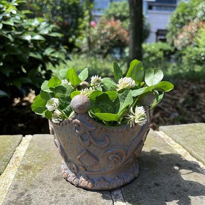 Vintage Resin Planter - Decorative Flower Pot for Succulents Indoor/Outdoor Gardens, Perfect for Patios, Lawns, and Balconies