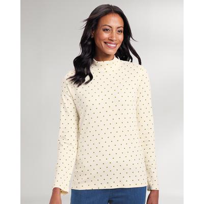 Appleseeds Women's Essential Cotton Dot-Print Mockneck Tee - Multi - M - Misses