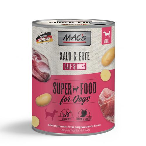 6x800g MAC's Adult Kalb & Ente Hundefutter nass