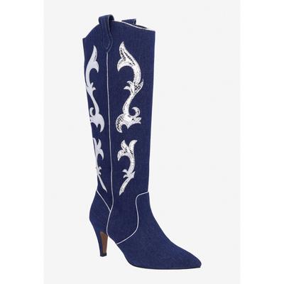 Women's Siera Cowboy Boot by J. Renee in Blue (Size 8 1/2 M)