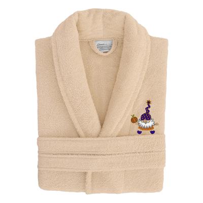 Authentic Hotel and Spa 100% Turkish Cotton Unisex Terry Bath Robe with Halloween Gnomes Embroidery