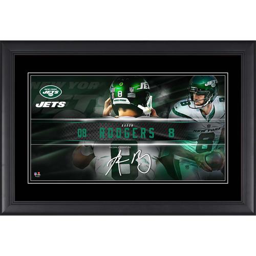 Aaron Rodgers New York Jets Faksimile-Signatur, gerahmt, 10 x 18 Zoll, Spieler-Namensschild-Collage