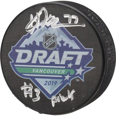 Kirby Dach Montreal Canadiens signierter Hockeypuck mit NHL Draft 2019-Logo und Aufschrift „#3 Pick“ Image