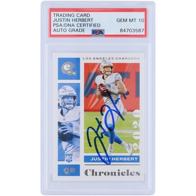 Justin Herbert, Los Angeles Chargers, signierte 2020 Panini Chronicles #53 PSA, authentifizierte 10 Rookie-Karte Image
