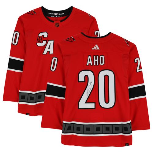 Sebastian Aho Red Carolina Hurricanes signiertes 2022-23 Reverse Retro adidas Authentic Trikot