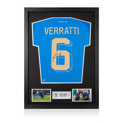 UEFA 2024 Von Marco Materazzi signiertes und als Held gerahmtes modernes Italien Heimtrikot Image
