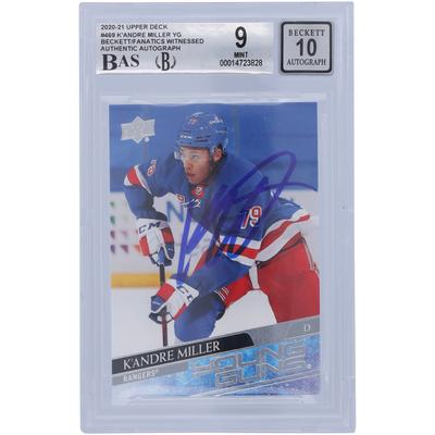K'Andre Miller, New York Rangers, signierte 2020-21 Upper Deck Young Guns #469, Beckett Fanatics, bezeugte authentifizierte 9/10 Rookie-Karte – 9,5/9/9/9 Image