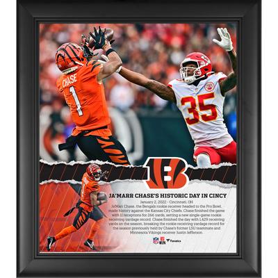 Ja'Marr Chase Cincinnati Bengals, gerahmt, 15 x 17 Zoll, NFL-Collage mit Rookie-Receiver-Rekord, Einzelspiel Image