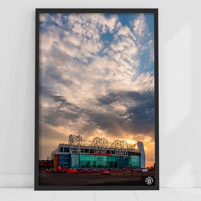 Manchester United Old Trafford Sunset Gerahmter Druck – A3 Image