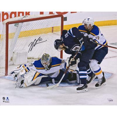 Jordan Binnington, St. Louis Blues, signiertes 16" x 20" Foto, 2019 Stanley Cup Playoffs, Spiel 1, spielentscheidende Parade gegen Winnipeg Image