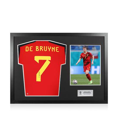 UEFA 2024 Offizielles Kevin De Bruyne Offiziell signiertes und gerahmtes Belgien 2022 Heimtrikot Image