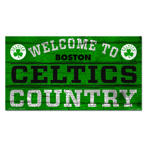 Holzschild „Willkommen bei Boston Celtics“ – 13 x 24 Zoll