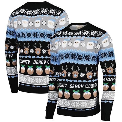 Derby County Fairisle Weihnachtspullover – Schwarz – Erwachsene