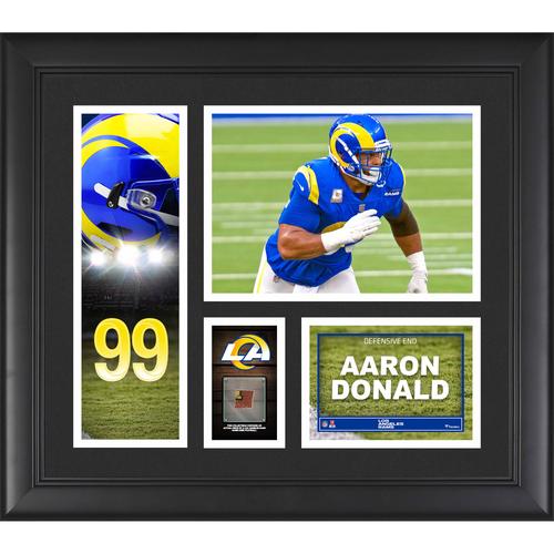 Aaron Donald, Los Angeles Rams, gerahmte 15 x 17 Zoll große Spielercollage mit einem Stück eines beim Spiel verwendeten Footballs