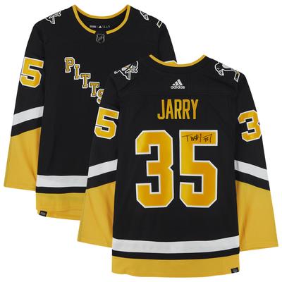 Schwarzes, signiertes alternatives, authentisches Adidas-Trikot der Pittsburgh Penguins von Tristan Jarry Image