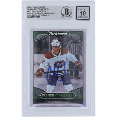 Cole Caufield Montreal Canadiens signiert 2021-22 Upper Deck Parkhurst Prominente Prospects #PP1 Beckett Fanatics bezeugt authentifizierte 10 Rookie-Karte Image