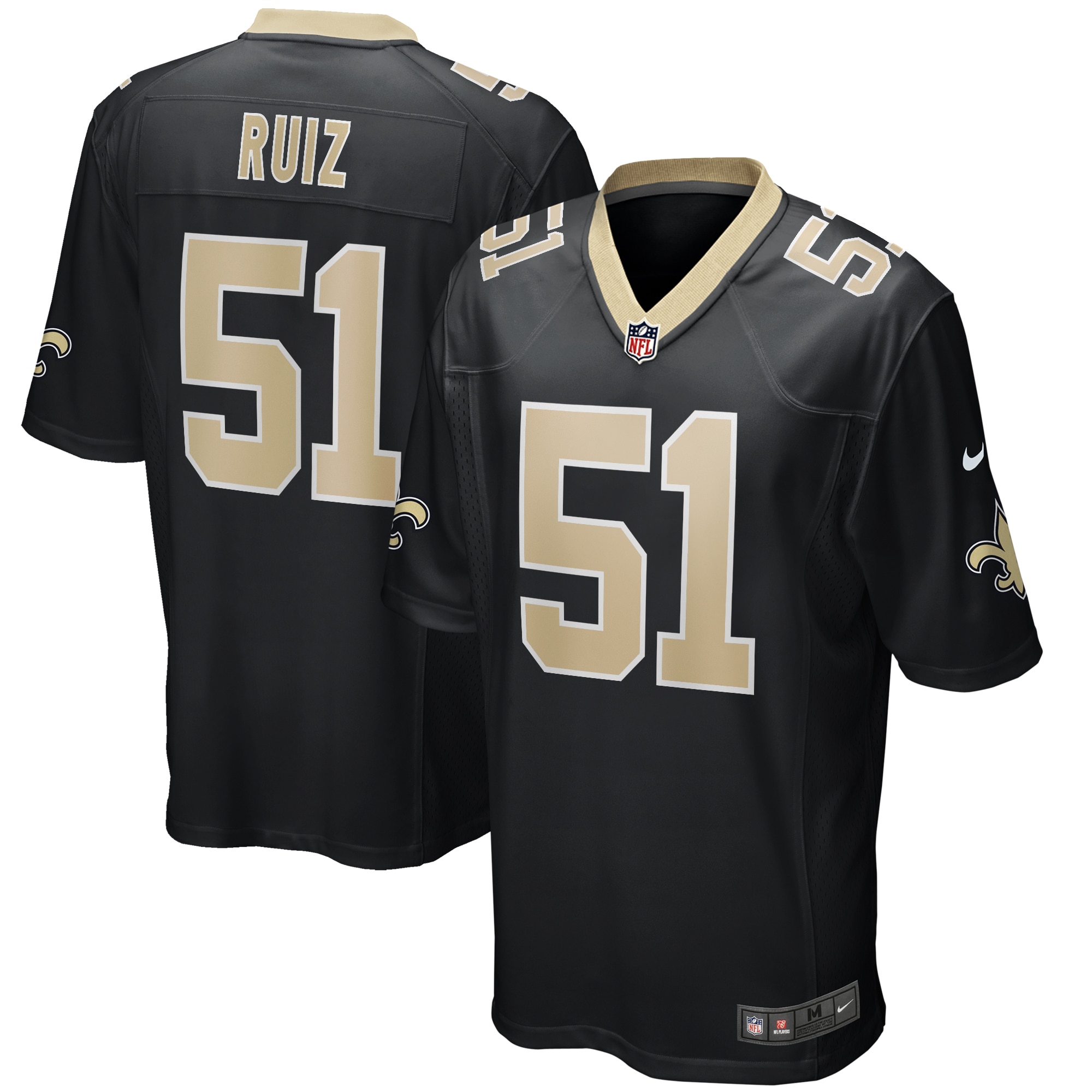 New Orleans Saints Nike Game Heimtrikot - Schwarz - Cesar Ruiz - Herren Image