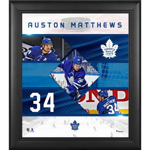 Auston Matthews Toronto Maple Leafs, gerahmt, 15 x 17 Zoll, Collage mit genähten Sternen