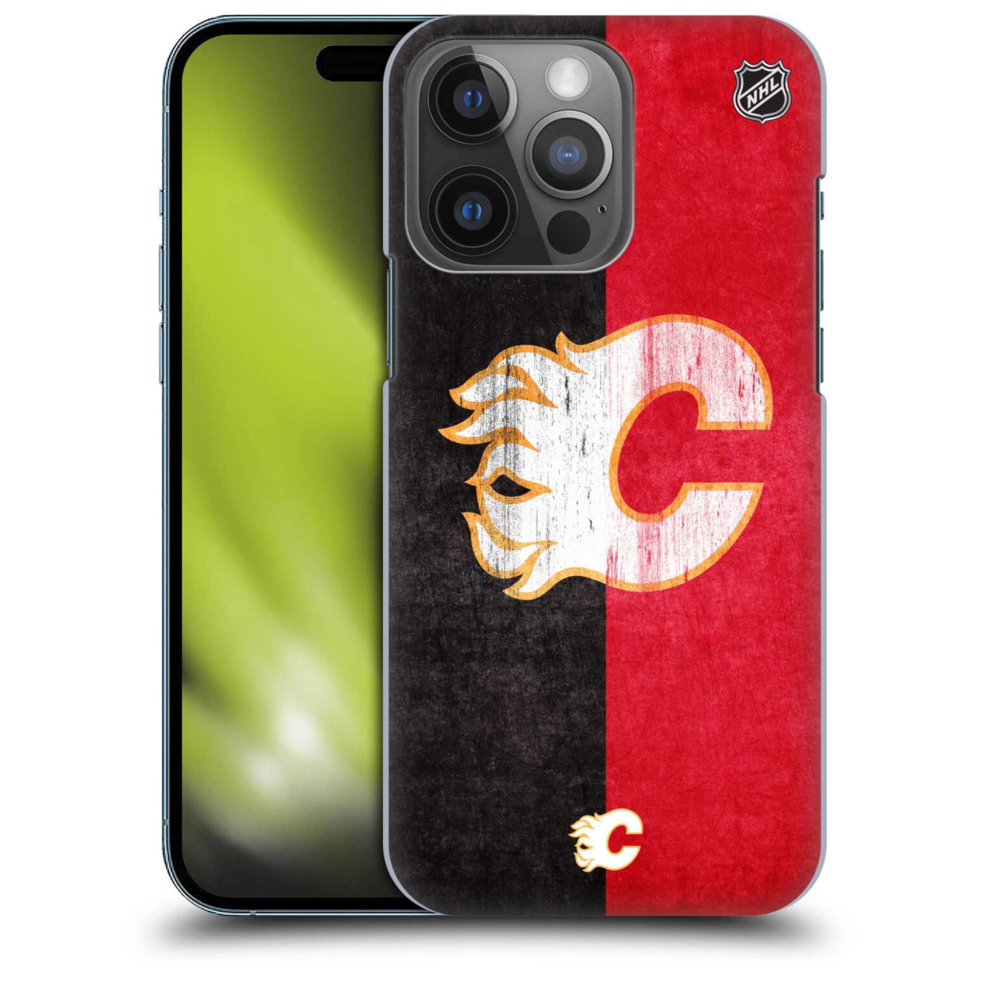 Calgary Flames NHL Half Distressed Grafik Phone Case - iPhone Image