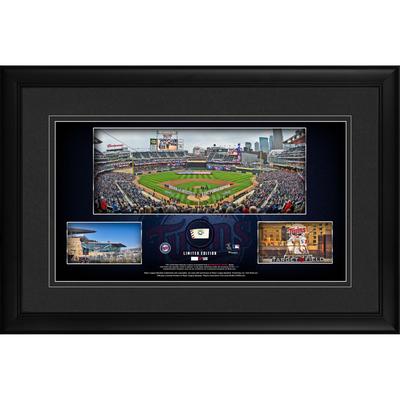Minnesota Twins - gerahmte Stadion-Panoramacollage, 10 x 18 Zoll, mit einem Stück eines beim Spiel verwendeten Baseballs - limitierte Auflage von 500 Stück Image