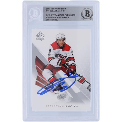 Sebastian Aho Carolina Hurricanes Autogrammkarte 2017–18 Upper Deck SP Authentic # 11 Beckett Fanatics bezeugte authentifizierte Karte