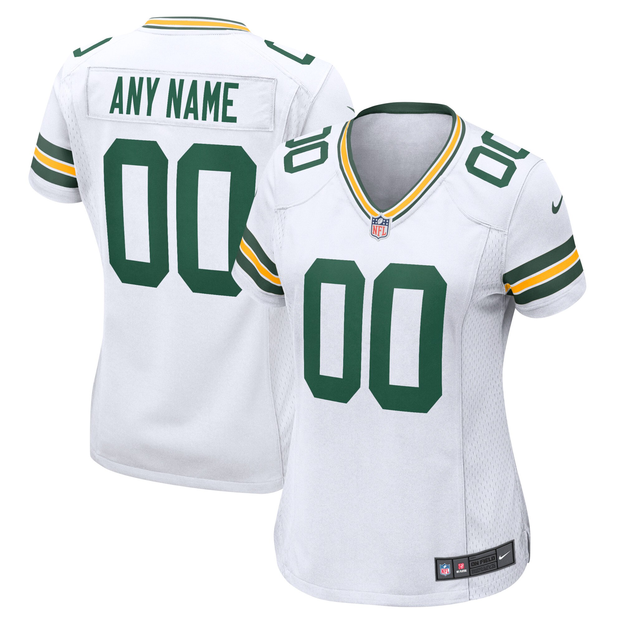 Green Bay Packers Nike Game Auswärtstrikot - Weiß - Personalisiert - Damen Image