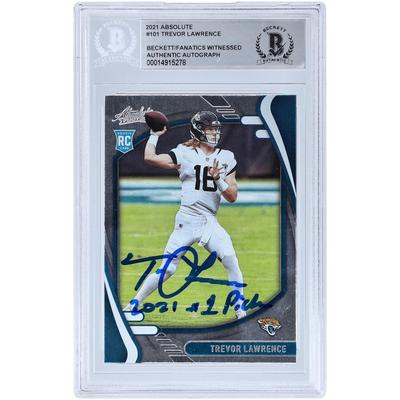 Trevor Lawrence Jacksonville Jaguars signierte 2021 Panini Absolute #101 Beckett Fanatics bezeugte authentifizierte Rookie-Karte mit der Aufschrift „2021 #1 Pick“ Image