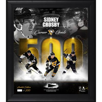 Sidney Crosby Pittsburgh Penguins, gerahmt, 15 x 17 Zoll, 500 Tore-Collage mit einem Stück Spielpuck – limitierte Auflage von 500 Stück Image