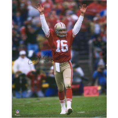 Signiertes Foto „Hands Up Celebration“ von Joe Montana, San Francisco 49ers, 16 x 20 Zoll, mit der Aufschrift „HOF 2000“ Image