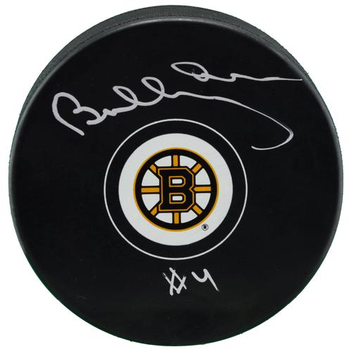 Bobby Orr Boston Bruins signierter Hockey-Puck mit Logo