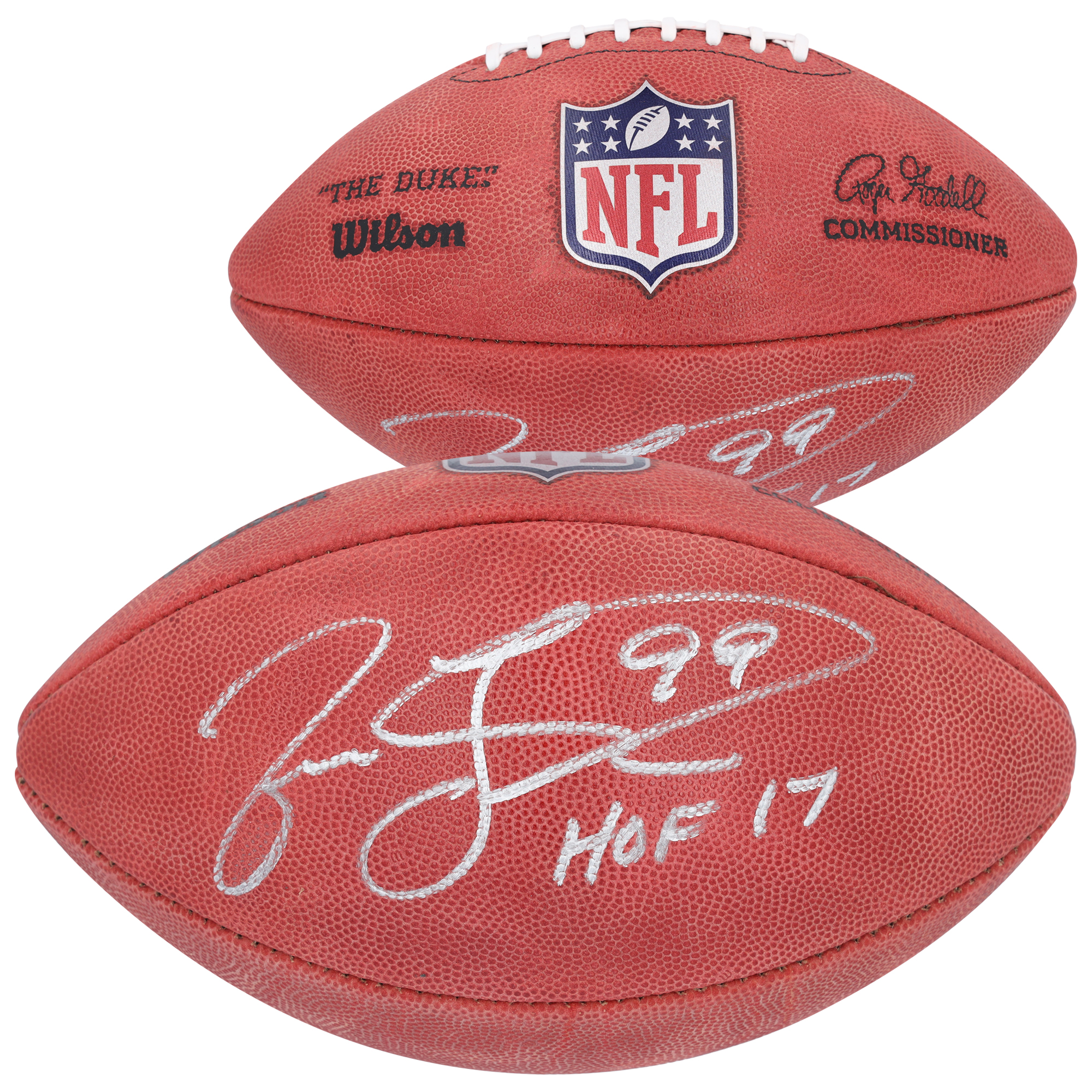 "Von Jason Taylor signierter Duke-Football in Farbe mit der Aufschrift „HOF 17“ von den Miami Dolphins" Image