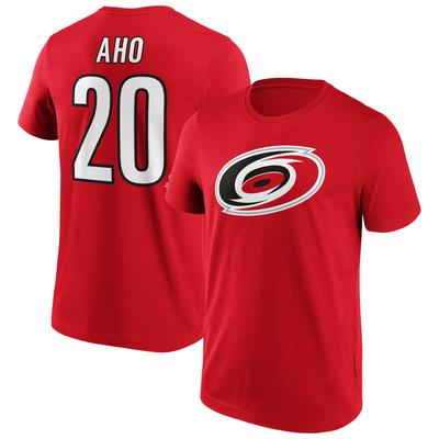 Carolina Hurricanes Fanatics Branded Iconic Name & Number Graphic T-Shirt - Rot - Aho 20 - Herren Image
