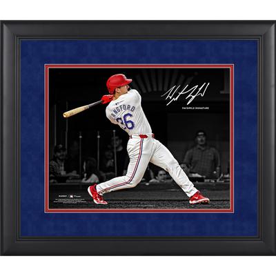 Wyatt Langford Texas Rangers Faksimile Signatur gerahmt 11" x 14" Spotlight Foto Image