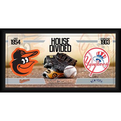 Baltimore Orioles vs. New York Yankees, gerahmt, 25,4 x 50,8 cm, Haus geteilte Baseball-Collage Image