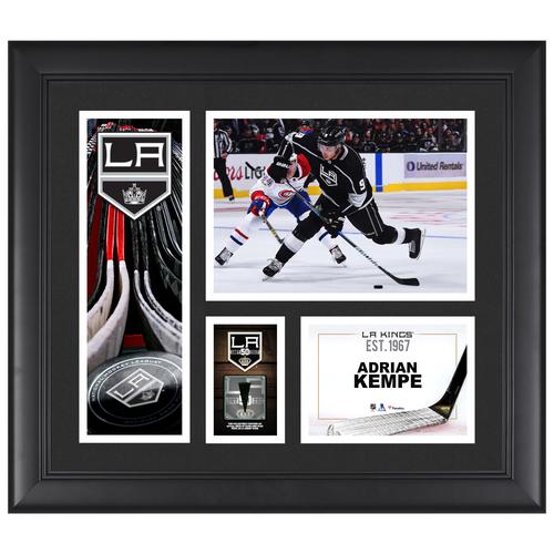 Adrian Kempe, Los Angeles Kings, gerahmte 15 x 17 Zoll große Spielercollage mit einem Stück eines beim Spiel verwendeten Pucks