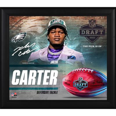 Jalen Carter Philadelphia Eagles Faksimile-Signatur gerahmt 15" x 17" 2023 NFL Draft Day Collage Image