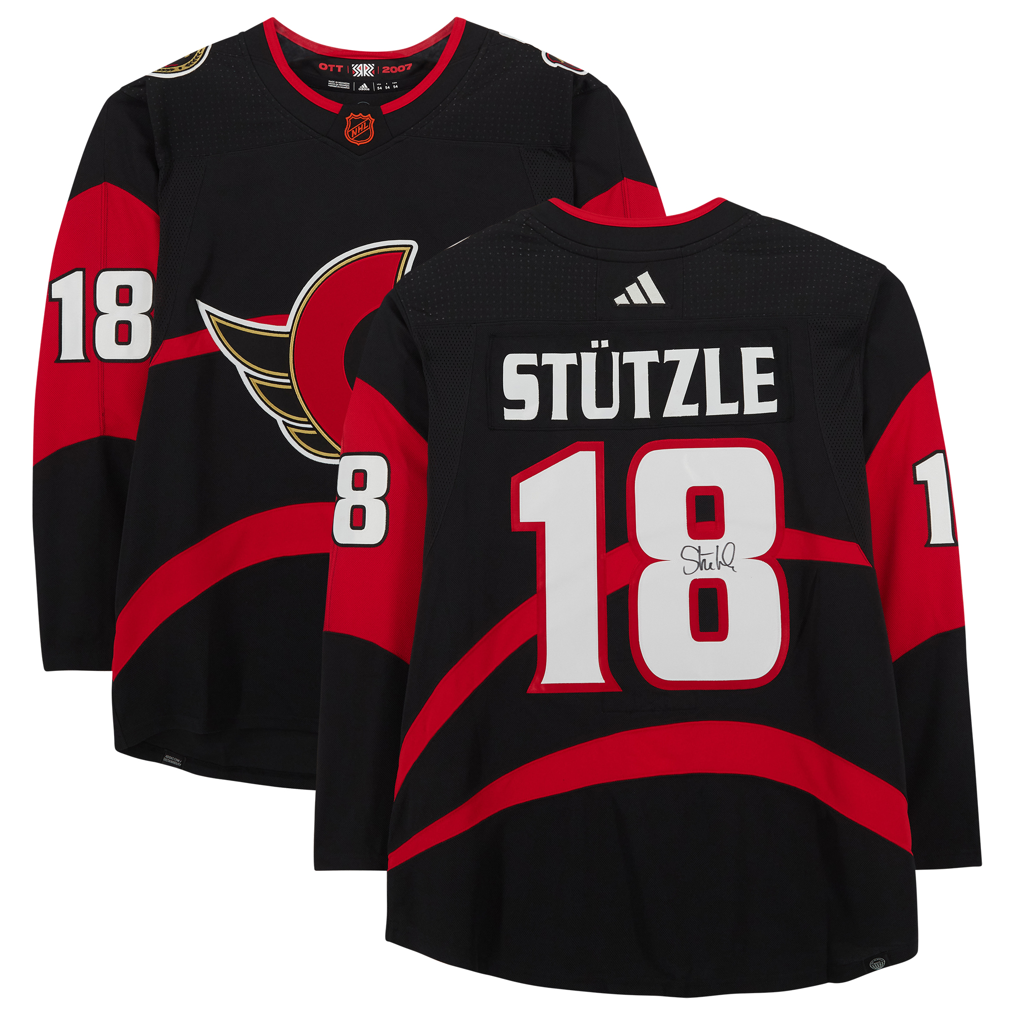 Tim Stutzle Ottawa Senators signiertes 2022-23 Reverse Retro adidas Authentic Trikot Image