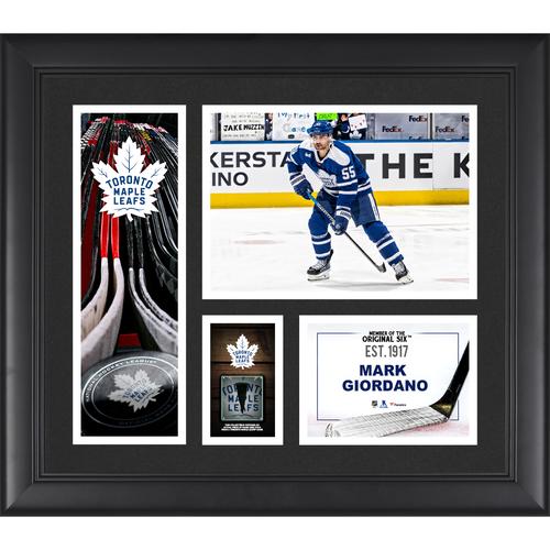 Mark Giordano – Gerahmte Spielercollage der Toronto Maple Leafs, 15 x 17 Zoll, mit einem Stück eines beim Spiel verwendeten Pucks