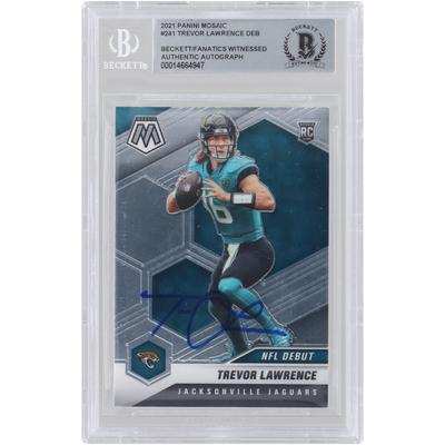Trevor Lawrence Jacksonville Jaguars signierte 2021 Panini Mosaic NFL Debüt #241 Beckett Fanatics bezeugte authentifizierte Rookie-Karte Image