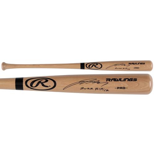 Jackson Holliday Baltimore Orioles signierter blonder Rawlings Pro Model-Schläger mit der Aufschrift „2022 #1 Pick“