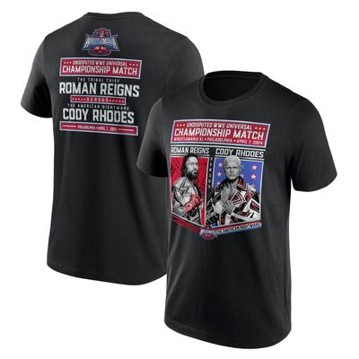 WWE WrestleMania 40 Roman Reigns vs Cody Rhodes Match Up T-Shirt – Schwarz – Herren Image