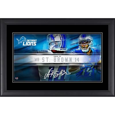 Amon-Ra St. Brown Detroit Lions Faksimile-Signatur, gerahmt, 25,4 x 45,7 cm, Spieler-Namensschild-Collage Image