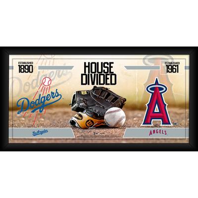 Los Angeles Dodgers vs. Los Angeles Angels Gerahmte 10" x 20" Haus geteilte Baseball-Collage Image