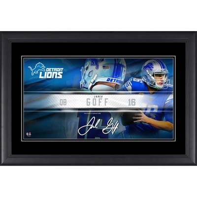 Jared Goff Detroit Lions Faksimile-Signatur, gerahmt, 10 x 18 Zoll, Spieler-Namensschild-Collage Image