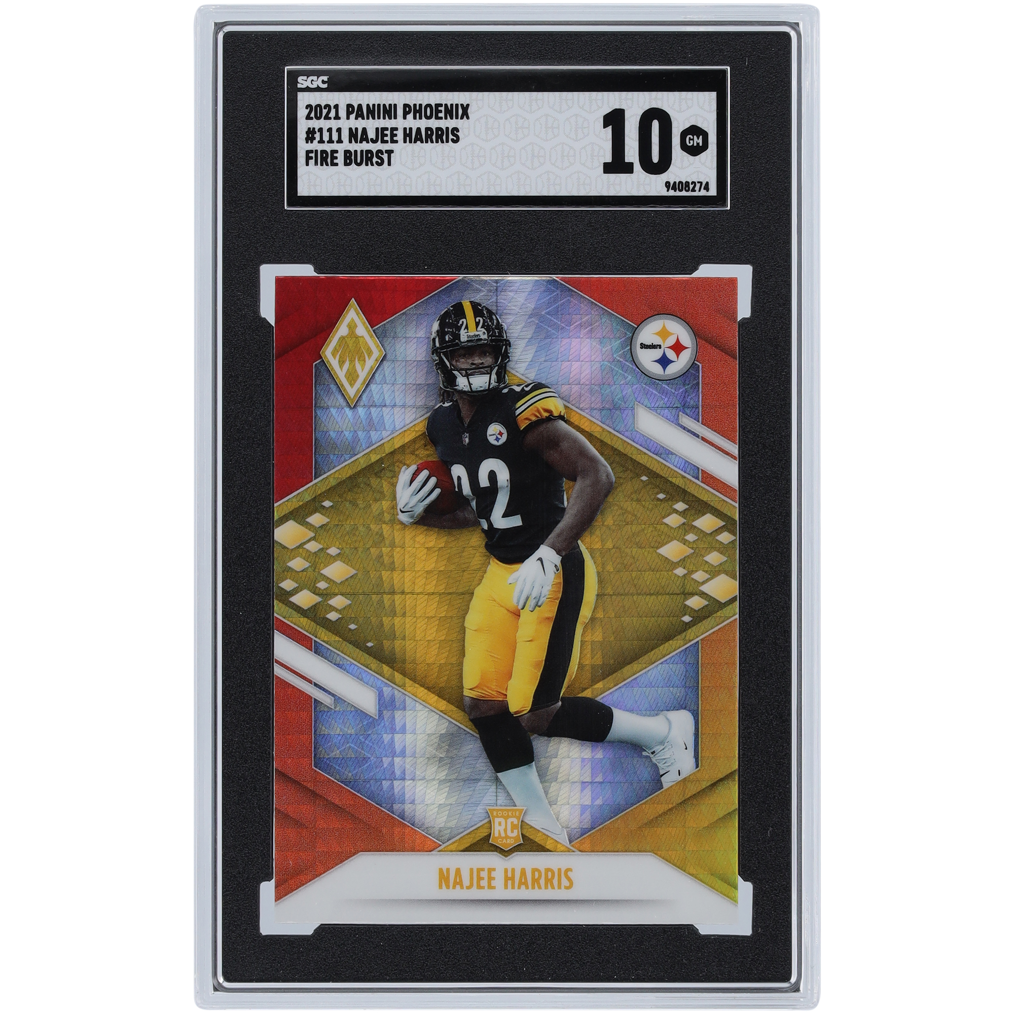 Najee Harris Pittsburgh Steelers 2021 Panini Phoenix Fire Burst #111 SGC Authentifizierte 10 Rookie-Karte Image