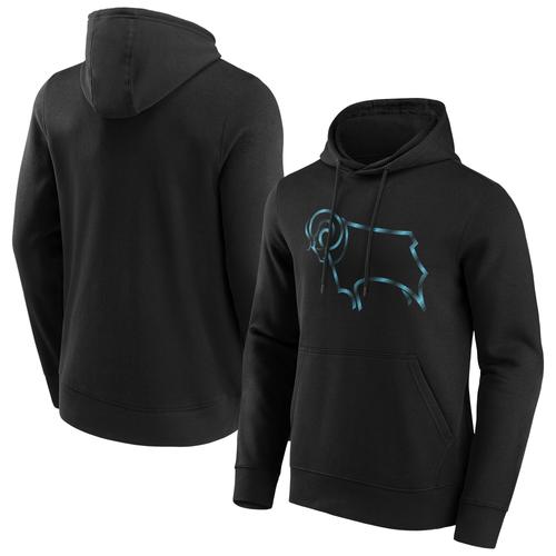 Derby County Iconic Shimmer Hoodie – Schwarz – Herren