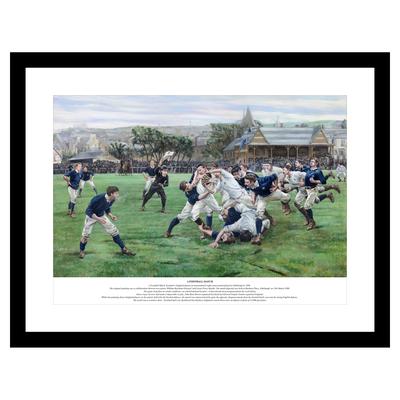 England-Rugby-A-Fußballspiel-Druck – montiert und gerahmt – 45,7 x 30,5 cm großer Druck im 55,9 x 40,6 cm großen schwarzen Vaneer-Rahmen Image